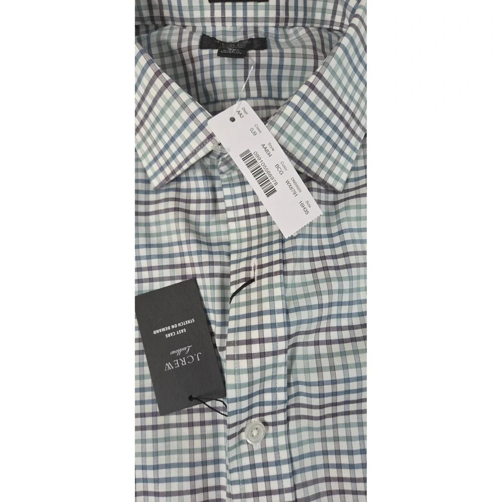 J. Crew Ludlow Dress Shirt men 16.5/35 Blue purple plaid Slim fit L/S AA834 NEW